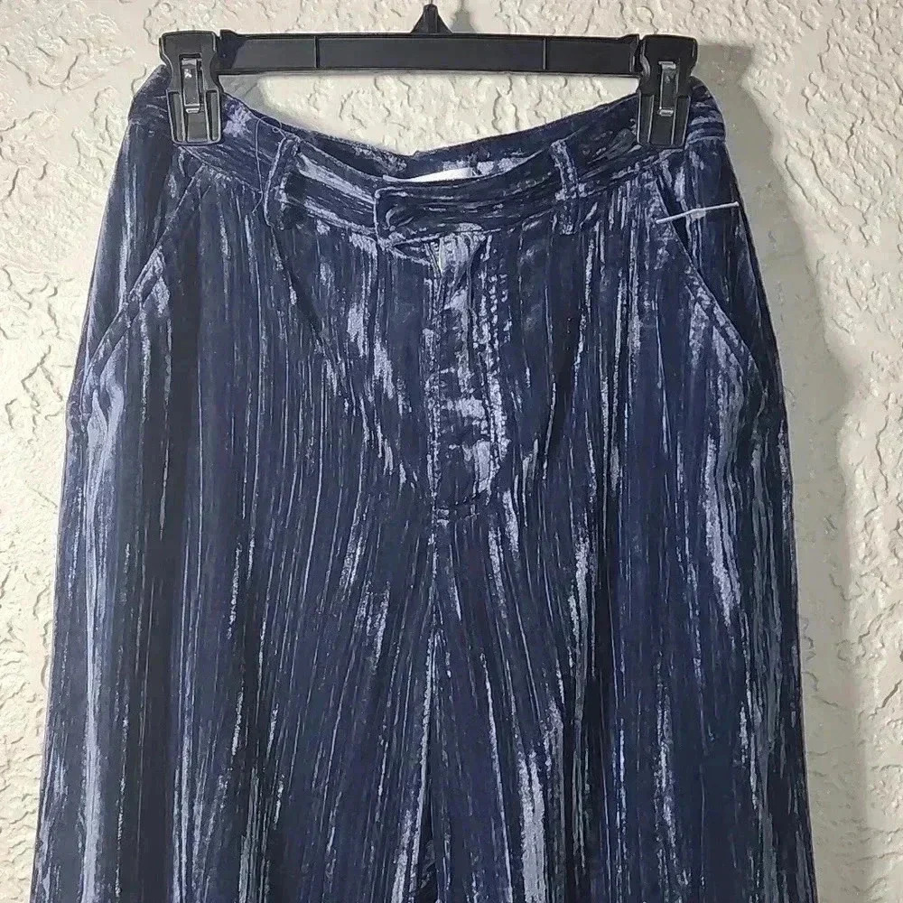 Treasure & Bond relaxed fit wide leg plisse velvet pants nwot size 4 - Picture 4 of 7